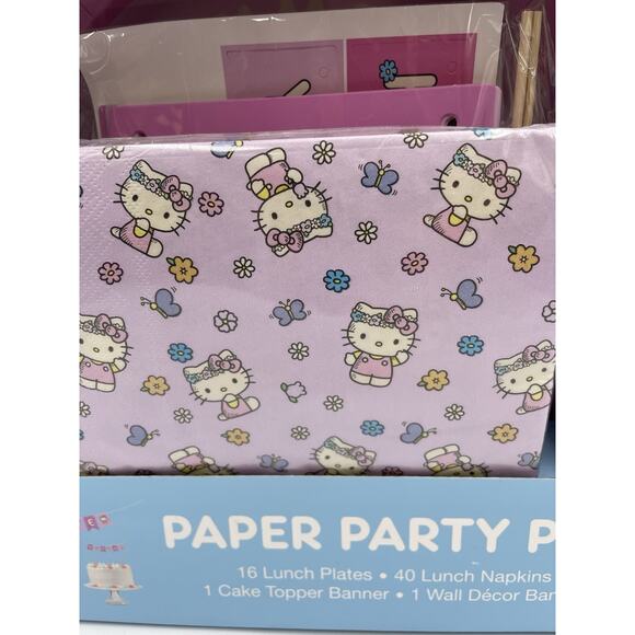 Hello Kitty Paper Tableware Party Set 16 Lunch & 16 Dessert Plates, 40 Napkins - Picture 3 of 11